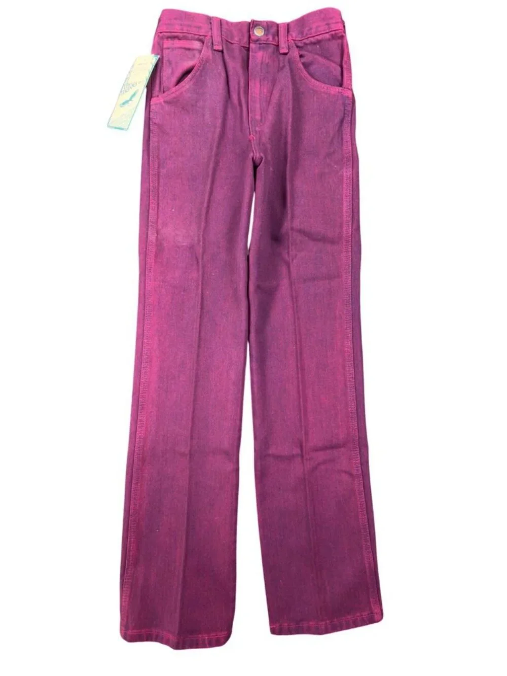 Young Maverick Jeans Girls 12 Reg Purple Cotton Straight VTG 70s Blue Bell USA